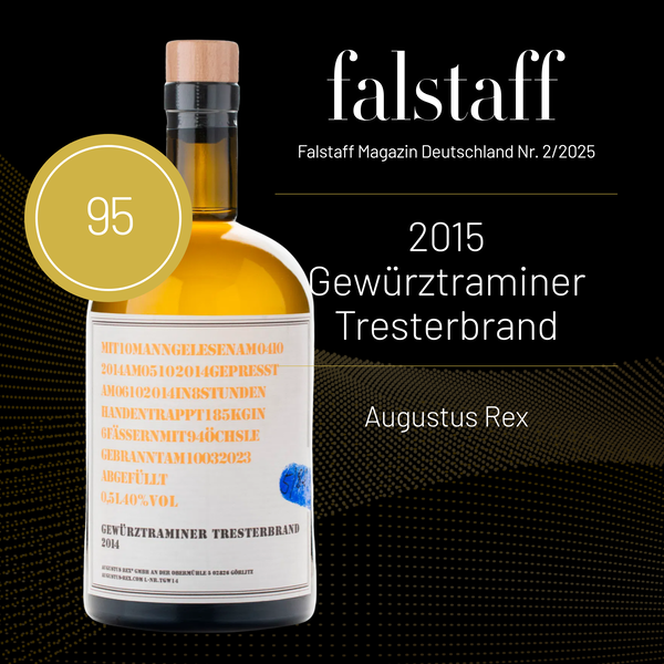 Gewürztraminer Tresterbrand (der wohl beste) 10 Jahre gereift: 95 Falstaff Punkte!